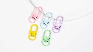 Lot de 5 fermoirs mousquetons macaron avec anneaux rotatifs pour bijoux DIY