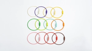 Detailed set of 12 colorful steel wire keychains with secure threaded screw lock connectors