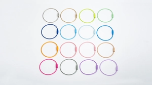 Detailed set of 16 colorful wire keychain rings with secure screw locks on white background