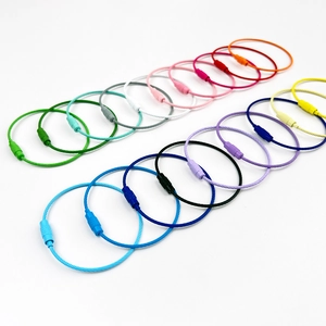 Colorful Stainless Steel Wire Keychains With Screw Connector Multi Color Luggage Tag Loops Cable Key Rings DIY Accessories