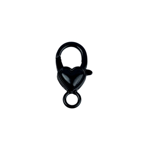 Fermoir mousqueton cœur noir en alliage pour bijoux DIY et accessoires de sacs à main