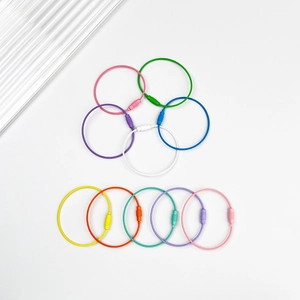 Colorful PVC coated stainless steel wire keychains with secure screw lock connectors