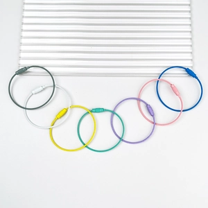Colorful stainless steel wire keychain ring set with screw connectors for DIY accessories