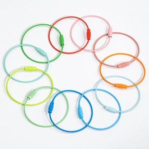 Set of colorful stainless steel wire keyrings with secure twist screw connectors for DIY crafts