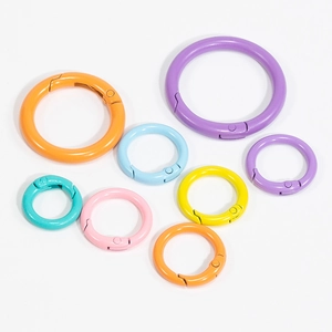 Colorful matte zinc alloy spring O-rings in various sizes for DIY keychains and bags