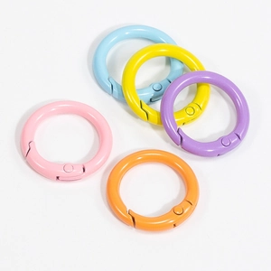 Five colorful macaron alloy spring O-rings for DIY keychains and jewelry making