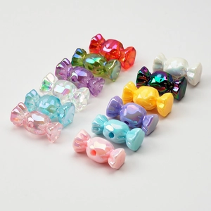 Iridescent Acrylic Candy Shaped Beads For DIY Jewelry Making Earring Bracelet Hair Accessory Phone Chain Bag Charm