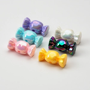 Colorful candy-shaped acrylic beads with pearl finish for DIY jewelry and accessories