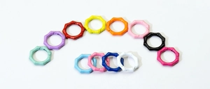 Colorful bamboo-style spring rings for DIY keychains and bags in various vibrant colors