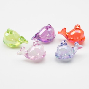 Luminous jelly whale charms in assorted pearlescent colors for DIY jewelry making