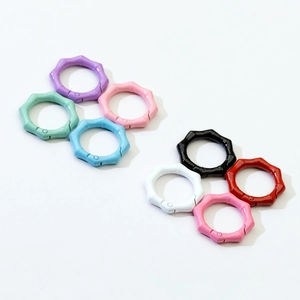 Bamboo style spring ring buckles in eight assorted colors for DIY keychain crafts