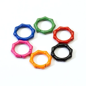Bamboo style round spring buckles in multiple colors for DIY keychain accessories