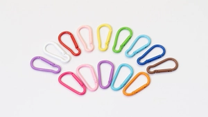 Colorful gourd-shaped aluminum alloy carabiners with spring snap hooks in thirteen colors