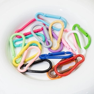 Colorful D-shaped aluminum alloy carabiners and spring snap hooks for DIY keychains