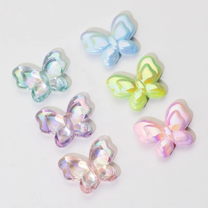 Aurora Iriserende Acryl Vlinder Strik Kralen Voor DIY Telefoonketting Sleutelhanger Sieraden Maken Benodigdheden 3D Vlinder Ornamenten