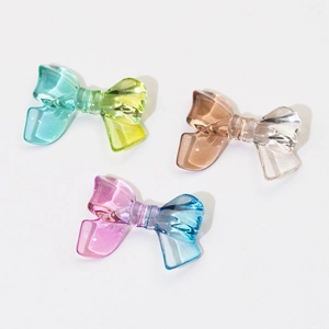 Three gradient bow-shaped resin beads for DIY jewelry and phone case decorations
