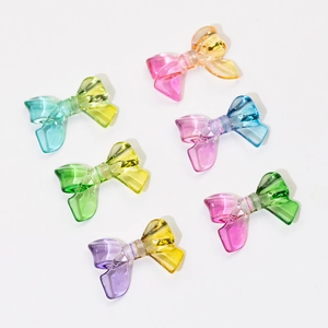 Set of six gradient transparent bow-shaped beads for DIY accessories and phone chains
