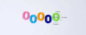 Detail view of 19.5mm x 14.5mm colorful acrylic open chain links for DIY jewelry making