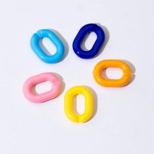 Colorful oval acrylic open links in blue pink and orange for DIY jewelry making and bags