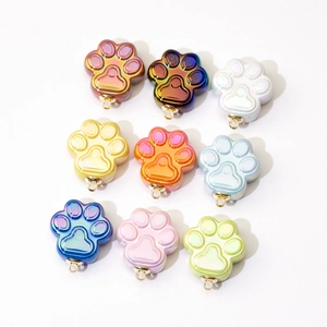 Set di 9 ciondoli colorati a zampa di gatto 3D con finitura aurora e anelli dorati per DIY
