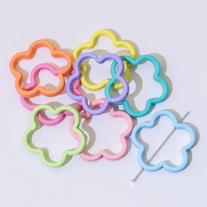 Colorful macaron flower beads with center holes for DIY jewelry and phone chain making