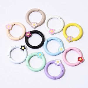 Colorful floral alloy spring O-rings set for DIY keychains and bag accessories