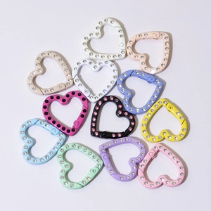 Chiusure a molla a forma di cuore con strass colorati per gioielli fai-da-te e portachiavi