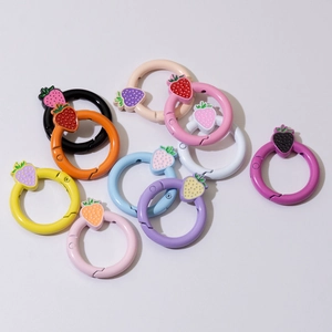 Colorful strawberry spring O-rings collection for DIY keychains and craft accessories