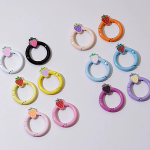 Colorful painted strawberry spring O-ring carabiners for DIY keychains in 11 colors