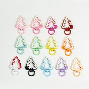 Fermoirs mousquetons sapin de Noël colorés en 13 teintes pour création de bijoux