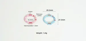 Detaillierte Größenangaben für ovale Federringverschlüsse aus Legierung in Rosa und Blau