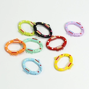 Legierung Emaille Laterne Form Federverschluss DIY Schmuck Verbindungsschließe Mit Drei Ringen Gestreift Punktiert Handbemalt Zubehör