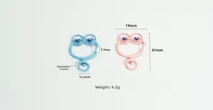 Detailed dimensions of 1.6mm thick alloy frog spring ring clips for DIY keychain making