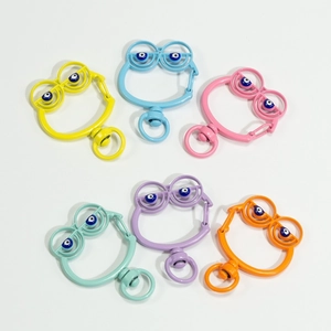 Colorful frog shaped alloy spring snap hooks with swivel rings in six vibrant colors