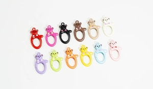 Chiusure a moschettone colorate a forma di orso per portachiavi e accessori fai-da-te