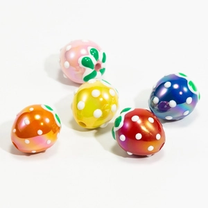 Acrylic Strawberry Shape Beads Plated Polka Dot Fruit Spacers DIY Jewelry Making For Keychain Phone Chain Handmade Accessories