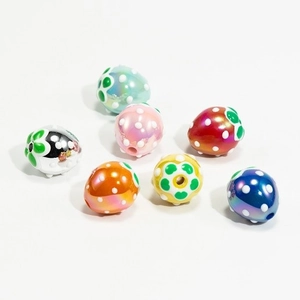 Colorful strawberry beads with pearl gloss for DIY jewelry and phone chain crafting
