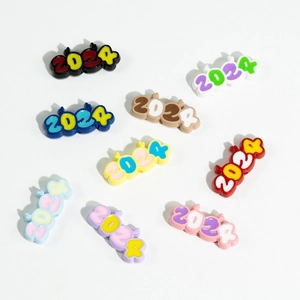 Acrylic 2024 Number Year Double Sided Beads Lacquered Cartoon Dragon Horn Antler DIY Jewelry Making Finding Beads Accessories