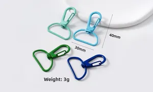 Colorful D-ring lobster clasps in mint, light blue, grass green, and dark blue 40mm