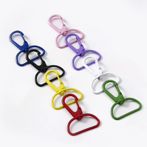 Colorful 360-degree rotating alloy lobster claw clasps in eight vibrant paint finishes