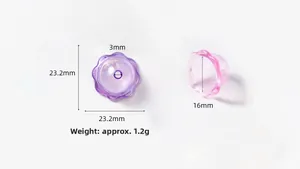 Transparente blumenförmige Kunstharzperlen in Violett und Rosa für DIY-Schmuck, 16mm hoch