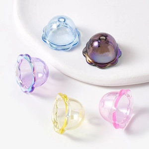 Irisierende Acryl Glocke Blumenblatt Form DIY Perlen Für Schmuckherstellung Handgefertigte Windspiel Handy Kette Zubehör