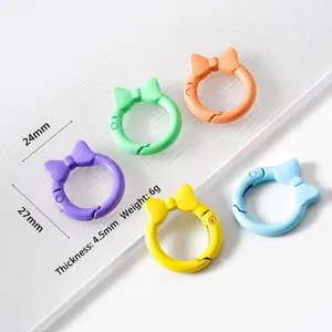 Anelli a molla a forma di fiocco per portachiavi fai-da-te in cinque colori pastello