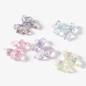 Acrylic Bowknot Beads 3D Iridescent Puffy Bow Tie Spacer For DIY Jewelry Making Phone Chain Keychain Decorative Accessories