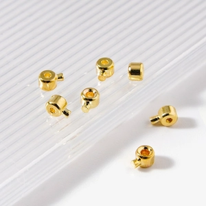 Polished 18K gold plated round crimp beads for jewelry making and bracelet finishing