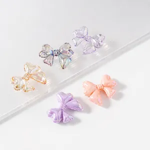 3D pearlescent bow tie beads for DIY jewelry with vertical 2mm through-hole