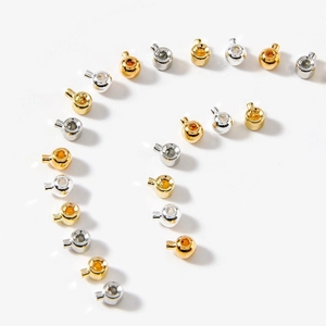 18K gold and silver plated metal round positioning beads for DIY jewelry making