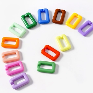 Colorful acrylic rectangle open link chains for DIY jewelry making and bag accessories