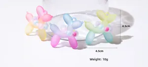 Detail of 4.5cm frosted gradient balloon dog pendant with beads for DIY crafts