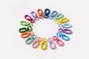 Colorful alloy swivel lobster clasps for DIY keychains in 18 vibrant painted colors
